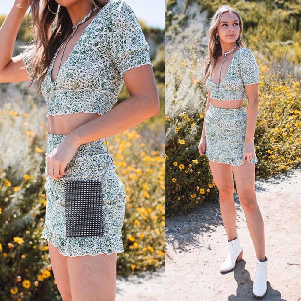 Smocked 2 piece boho matching skirt set - Picture 6 of 16